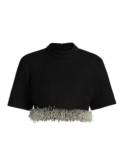 Jalen Beaded Fringe Cropped Top
