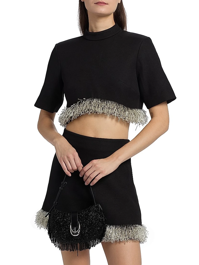 Jalen Beaded Fringe Cropped Top