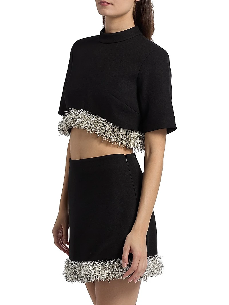 Jalen Beaded Fringe Cropped Top