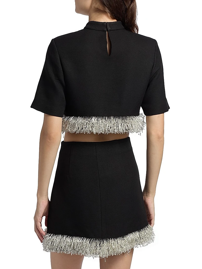 Jalen Beaded Fringe Cropped Top