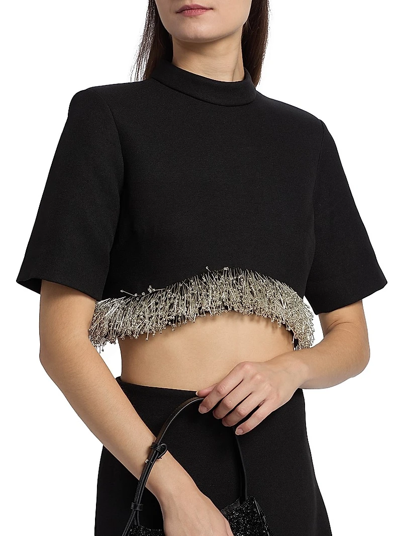 Jalen Beaded Fringe Cropped Top