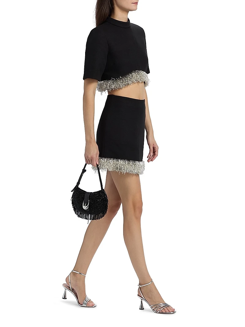 Jalen Beaded Fringe Cropped Top