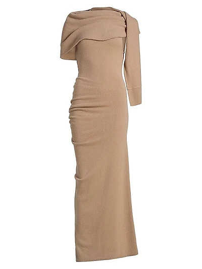 Hathaway Wool-Cashmere Shawl Midi-Dress