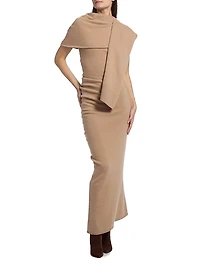 Hathaway Wool-Cashmere Shawl Midi-Dress