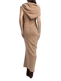 Hathaway Wool-Cashmere Shawl Midi-Dress