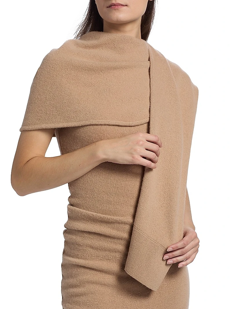 Hathaway Wool-Cashmere Shawl Midi-Dress
