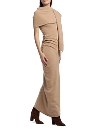 Hathaway Wool-Cashmere Shawl Midi-Dress