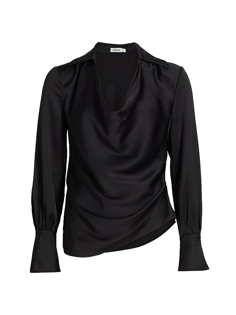 Symone Long-Sleeve Cowl Neck Top
