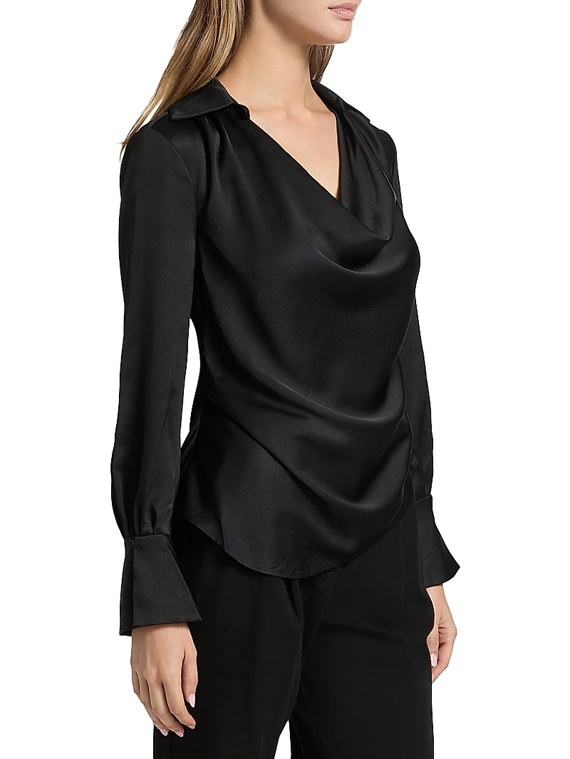 Symone Long-Sleeve Cowl Neck Top