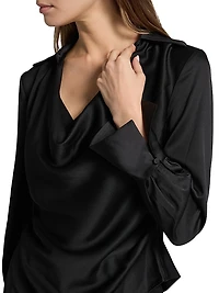 Symone Long-Sleeve Cowl Neck Top