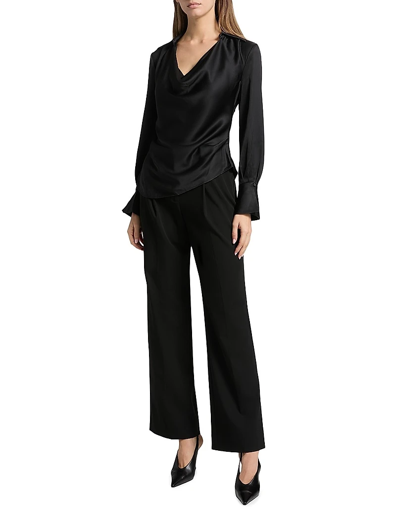 Symone Long-Sleeve Cowl Neck Top