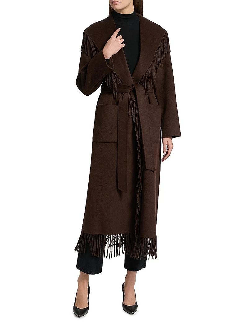 Carrie Fringed Longline Coat