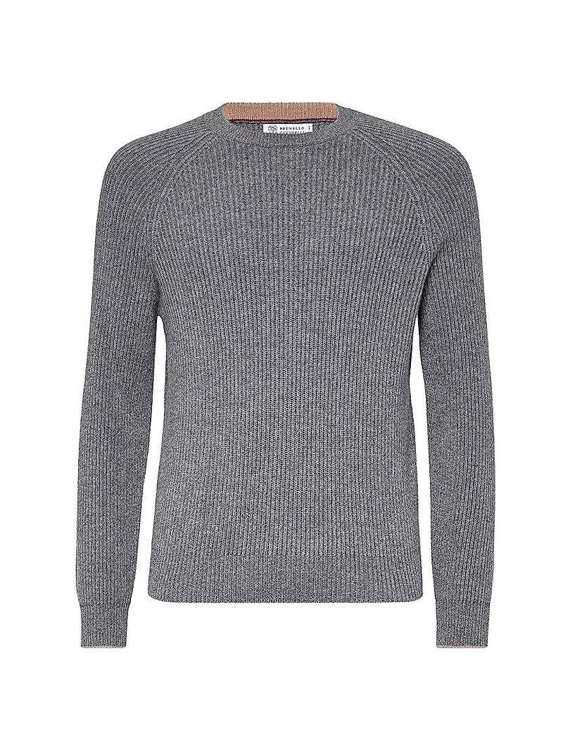 Cashmere English Rib Sweater with Raglan Sleeves