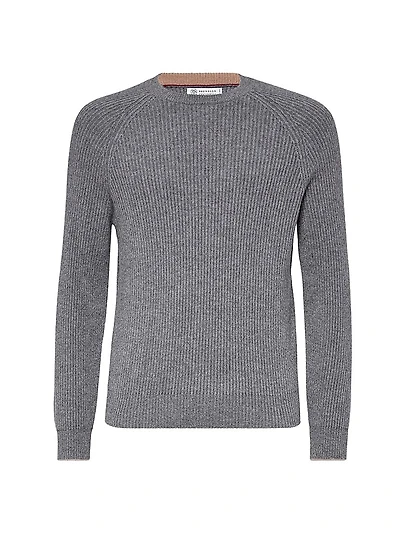 Cashmere English Rib Sweater with Raglan Sleeves