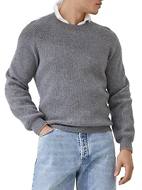 Cashmere English Rib Sweater with Raglan Sleeves