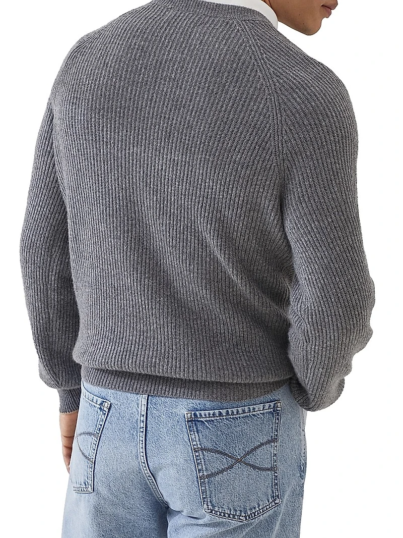 Cashmere English Rib Sweater with Raglan Sleeves