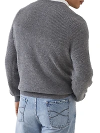 Cashmere English Rib Sweater with Raglan Sleeves