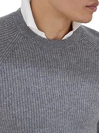 Cashmere English Rib Sweater with Raglan Sleeves
