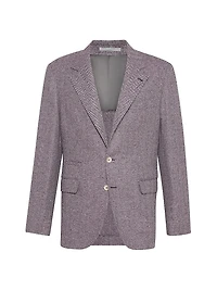 Wool and Cashmere Flecked Chevron Deconstructed Blazer