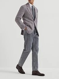 Wool and Cashmere Flecked Chevron Deconstructed Blazer