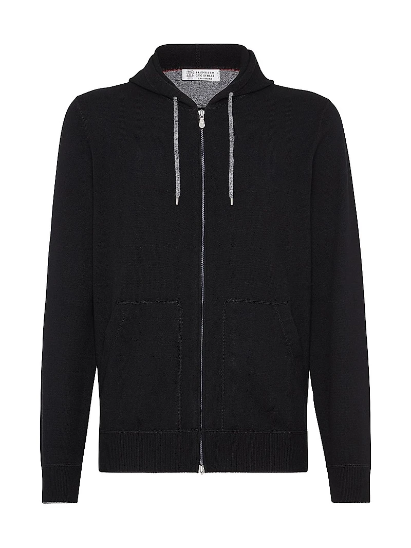 Cashmere Sweatshirt Style Cardigan with Hood