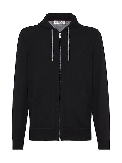 Cashmere Sweatshirt Style Cardigan with Hood