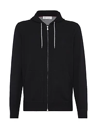 Cashmere Sweatshirt Style Cardigan with Hood