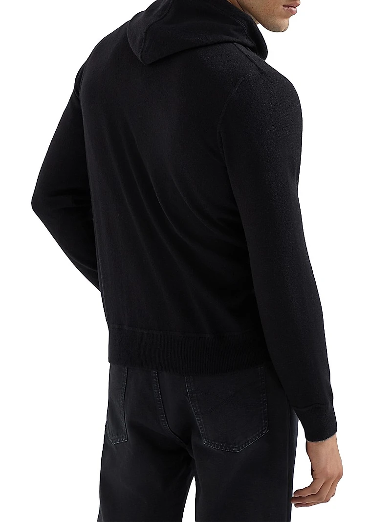 Cashmere Sweatshirt Style Cardigan with Hood