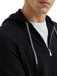 Cashmere Sweatshirt Style Cardigan with Hood
