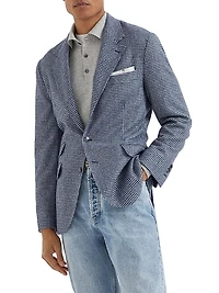 Wool and Alpaca Houndstooth Deconstructed Cavallo Blazer