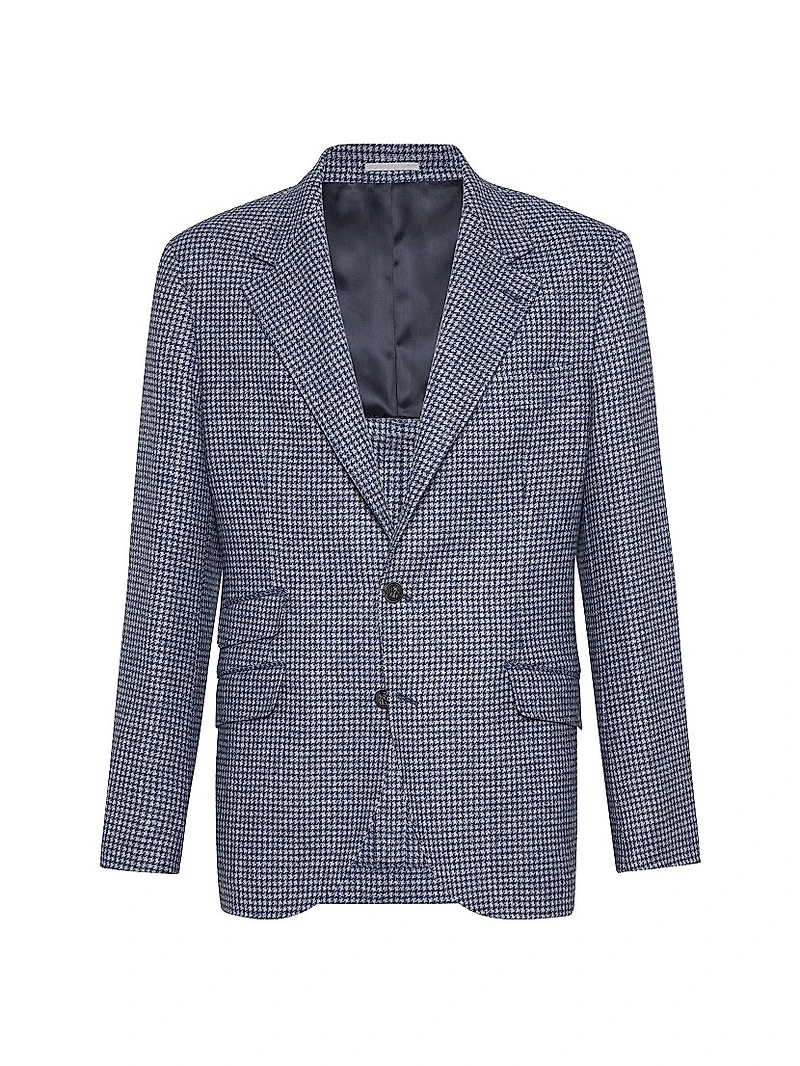 Wool and Alpaca Houndstooth Deconstructed Cavallo Blazer