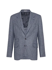 Wool and Alpaca Houndstooth Deconstructed Cavallo Blazer
