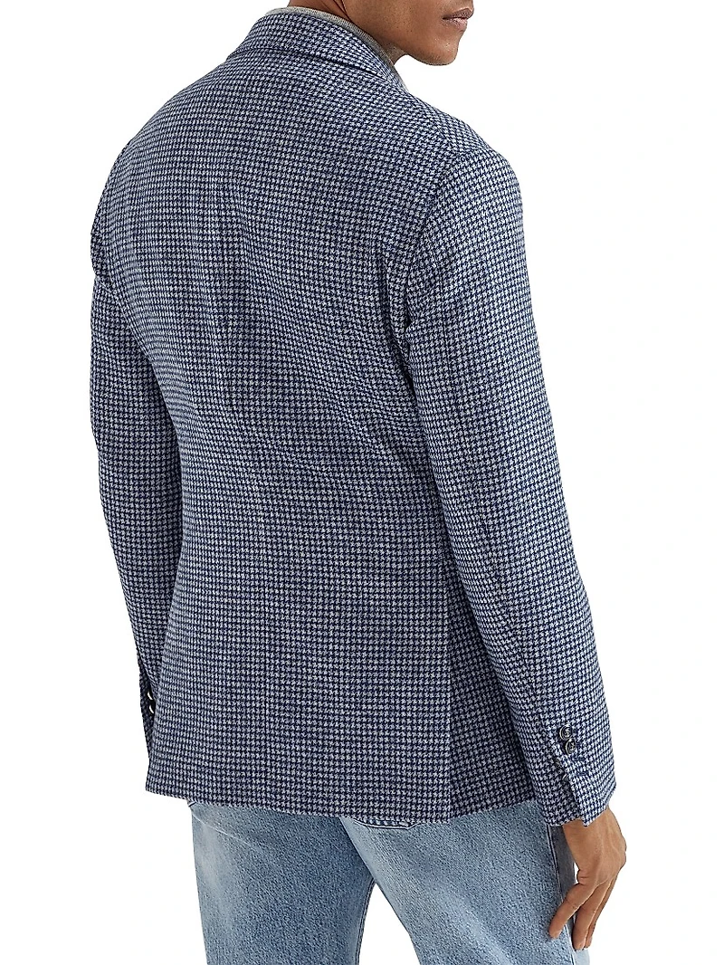 Wool and Alpaca Houndstooth Deconstructed Cavallo Blazer
