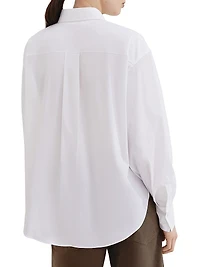 Stretch Cotton Poplin Shirt with Shiny Flap Detail