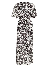 Silk Floral Print Pongée Midi T-Shirt Dress