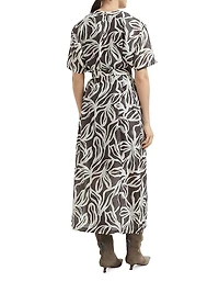Silk Floral Print Pongée Midi T-Shirt Dress