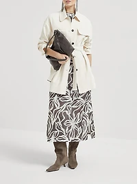 Silk Floral Print Pongée Midi T-Shirt Dress