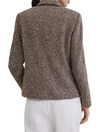 Virgin Wool and Silk Mélange Diagonal Blazer with Monili