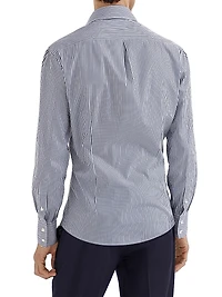 Striped Poplin Slim Fit Shirt with Spread Collar