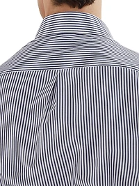 Striped Poplin Slim Fit Shirt with Spread Collar