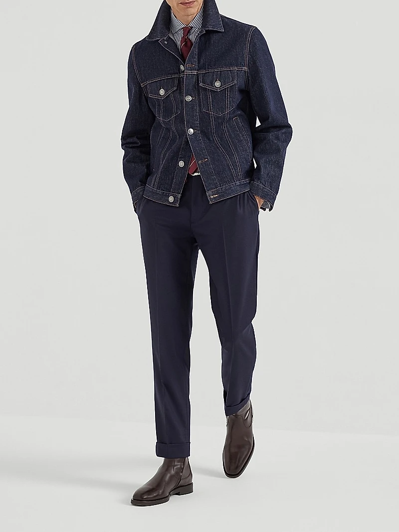 Striped Poplin Slim Fit Shirt with Spread Collar