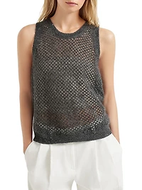 Mohair Cotton and Wool Dazzling Mesh Knit Top