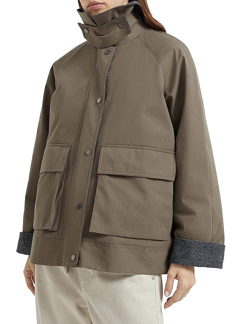Techno Cotton Canvas Outerwear Jacket