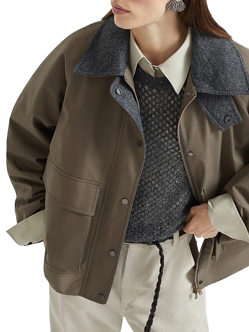 Techno Cotton Canvas Outerwear Jacket