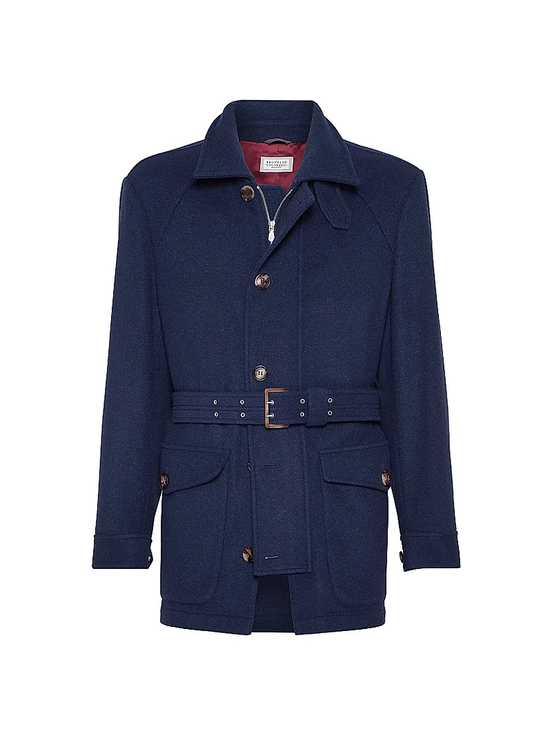 Lightweight Water Resistant Cashmere Belted Safari Jacket