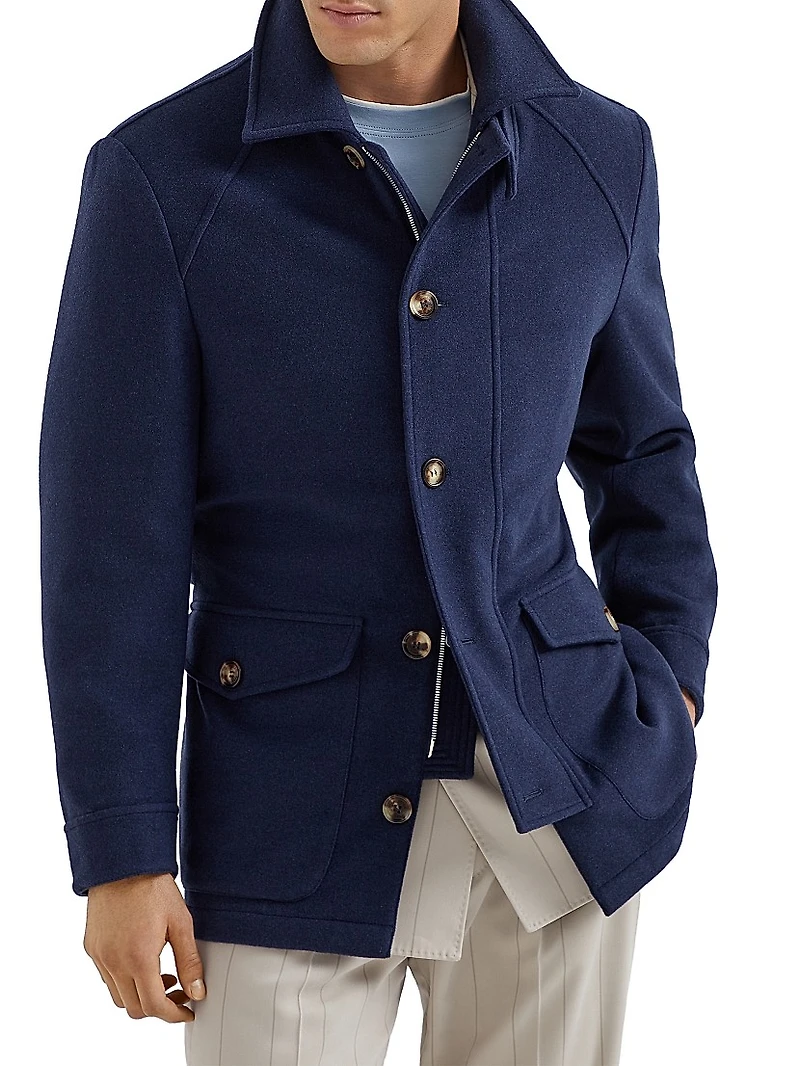Lightweight Water Resistant Cashmere Belted Safari Jacket