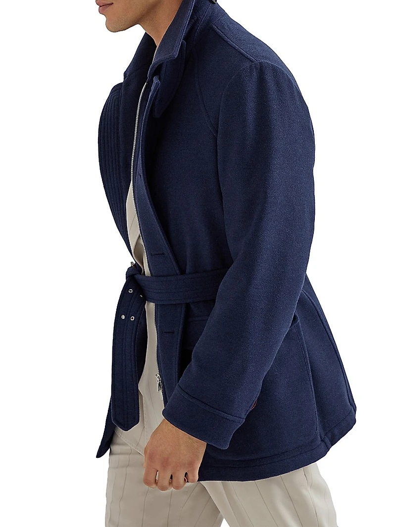 Lightweight Water Resistant Cashmere Belted Safari Jacket