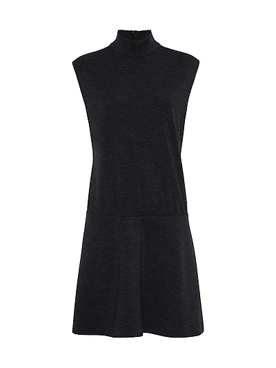 Stretch Virgin Wool Jersey Mini Dress