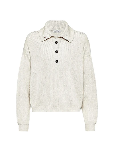 Sparkling Cotton Vanisé English Rib Knit Polo Shirt