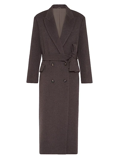 Hand Crafted Coat Virgin Wool and Cashmere Double Cloth with Monili